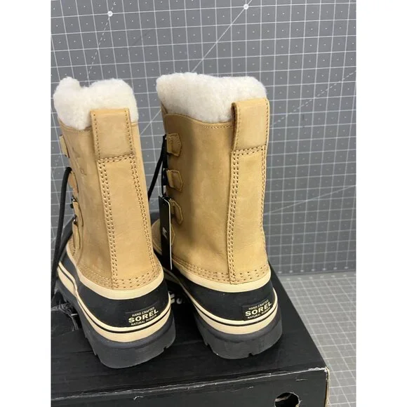 SOREL Caribou Women's Cold Weather Boots Buff Sz. 10 Leather NEW Waterproof - Picture 4 of 10